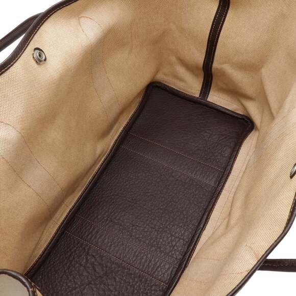 HERMES Garden MM Tote Bag, Handbag, Shoulder Tote, Toile H Leather, Beige, Da... - Picture 7 of 9